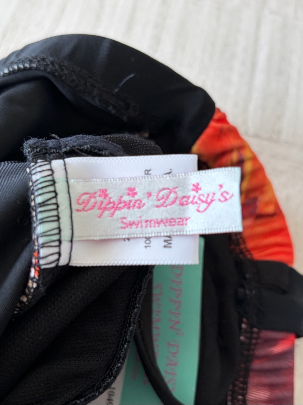 Vintage Dippin’ Daisy’s Swimwear NWT size 10 Black One Piece Swimsuit Orange - Picture 7 of 13
